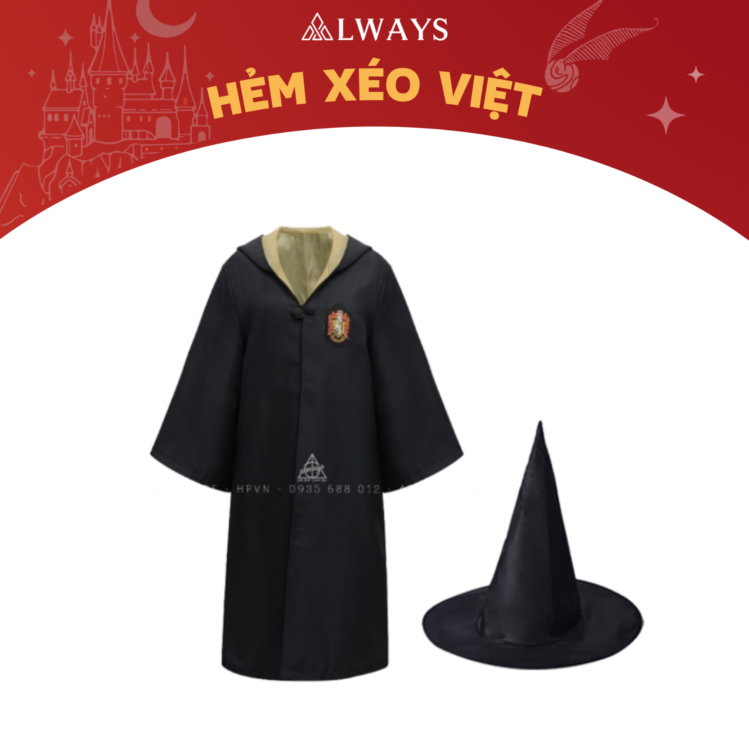 COMBO 18: Áo chùng + Mũ phù thủy nhà Hufflepuff