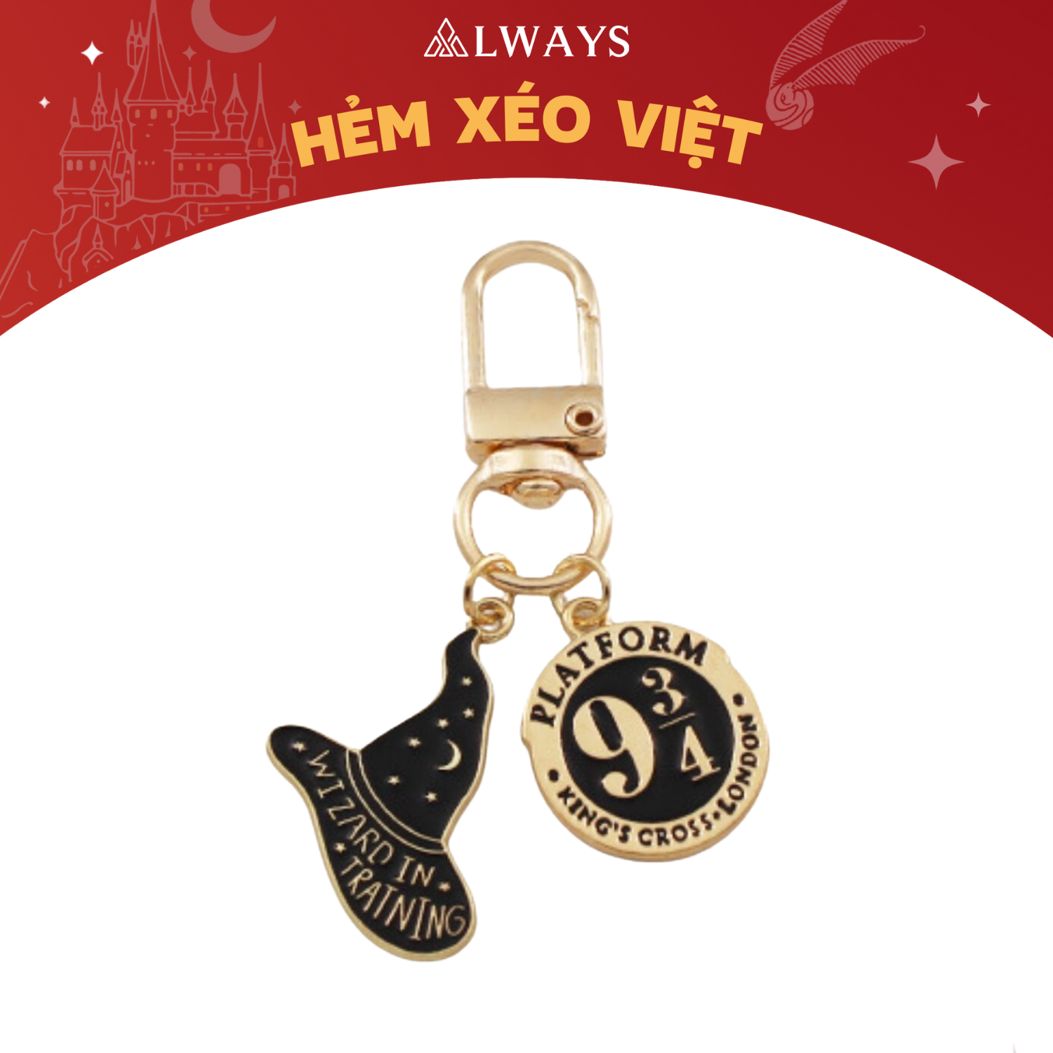 Harry Potter Alloy Keychain – Móc khóa hợp kim (mẫu Hogwarts 9 3/4 ĐEN)